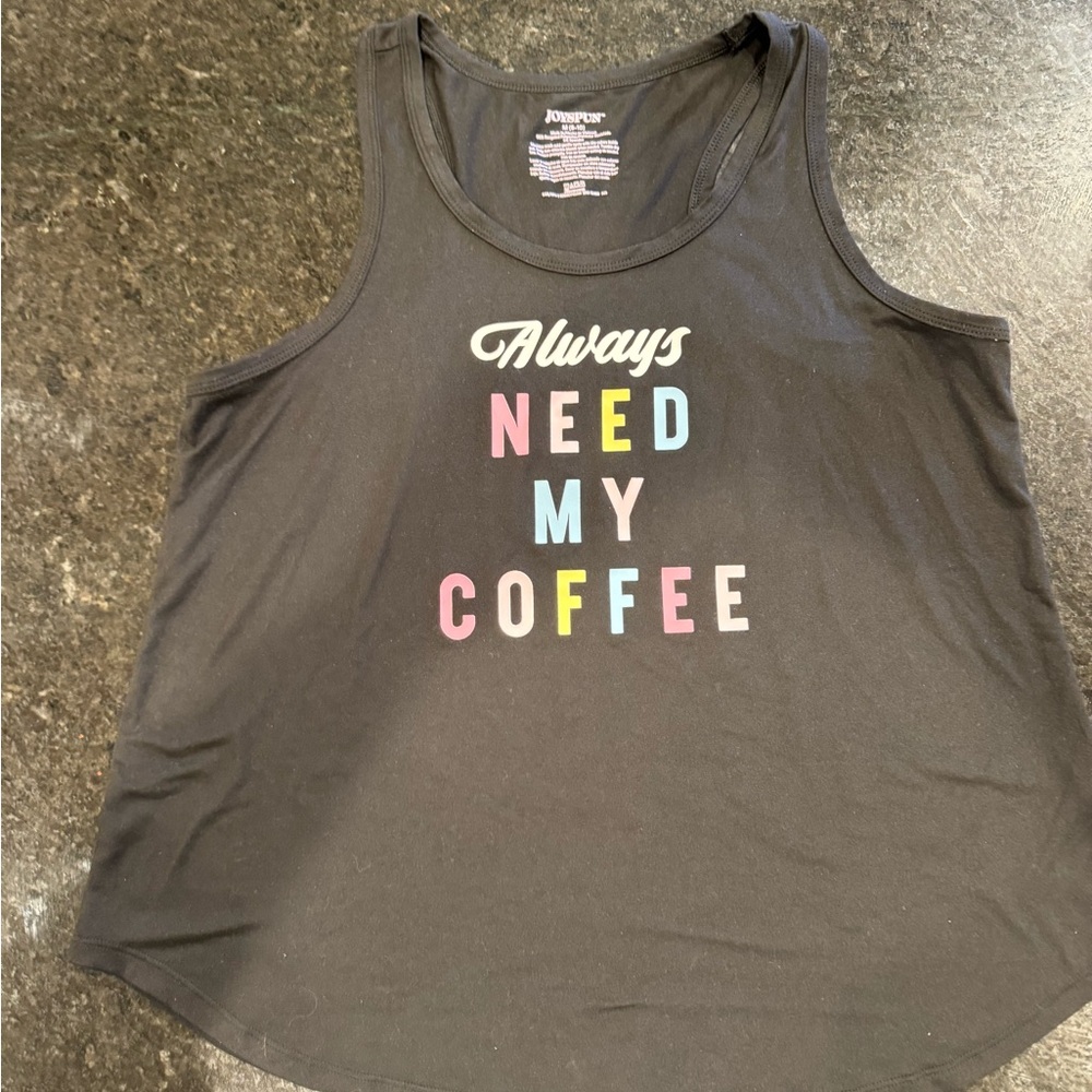 Stylish Black Tank Top with Colorful Text Design